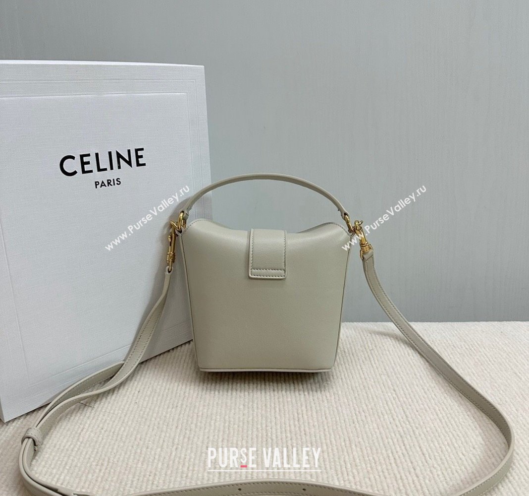 Celine Triomphe Calfskin Mini Bucket bag Light Grey 2024 10K943 (BL-240522082)