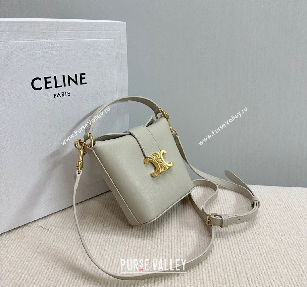 Celine Triomphe Calfskin Mini Bucket bag Light Grey 2024 10K943 (BL-240522082)