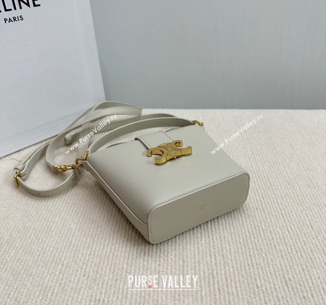 Celine Triomphe Calfskin Mini Bucket bag Light Grey 2024 10K943 (BL-240522082)