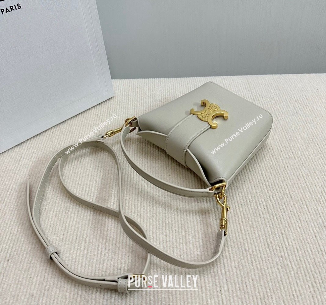 Celine Triomphe Calfskin Mini Bucket bag Light Grey 2024 10K943 (BL-240522082)