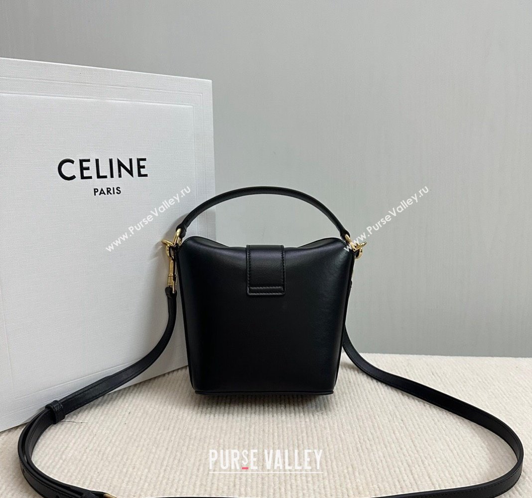 Celine Triomphe Calfskin Mini Bucket bag Black 2024 10K943 (BL-240522083)