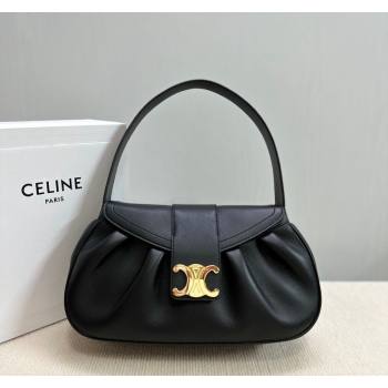Celine Medium Polly Hobo Bag in Supple Calfskin Black 2024 115633 (BL-240522084)