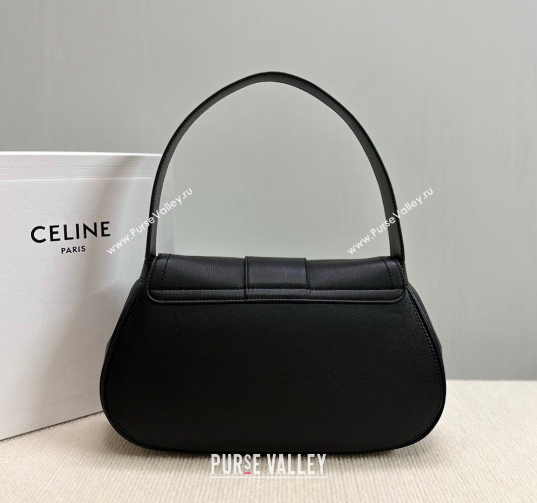 Celine Medium Polly Hobo Bag in Supple Calfskin Black 2024 115633 (BL-240522084)