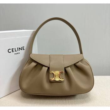 Celine Medium Polly Hobo Bag in Supple Calfskin Sepia Brown 2024 115633 (BL-240522085)
