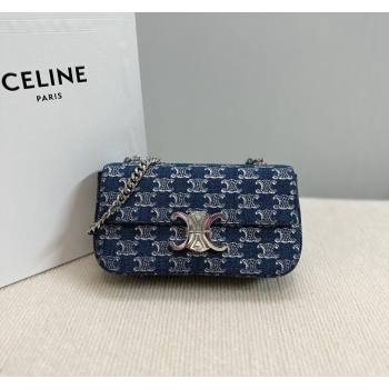 Celine Chain Shoulder Bag Claude in Denim with Triomphe All-Over 2024 115202 (BL-240522086)