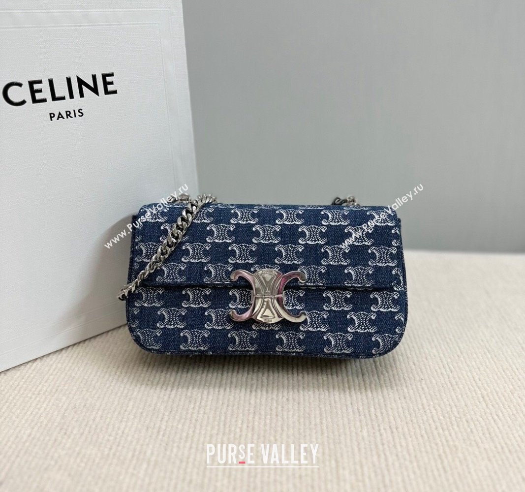 Celine Chain Shoulder Bag Claude in Denim with Triomphe All-Over 2024 115202 (BL-240522086)