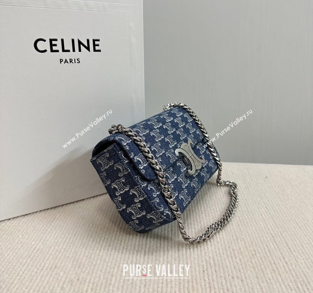 Celine Chain Shoulder Bag Claude in Denim with Triomphe All-Over 2024 115202 (BL-240522086)