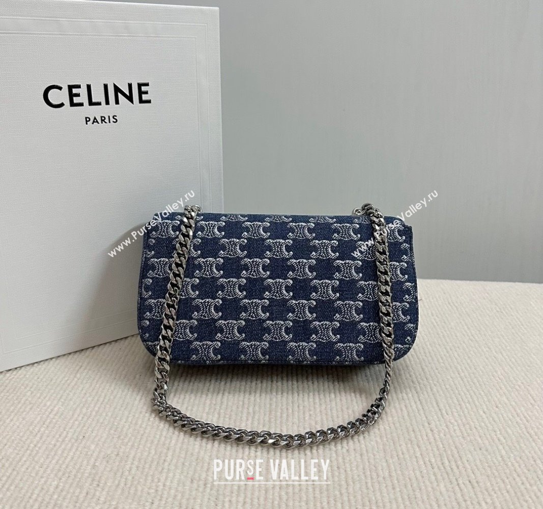 Celine Chain Shoulder Bag Claude in Denim with Triomphe All-Over 2024 115202 (BL-240522086)