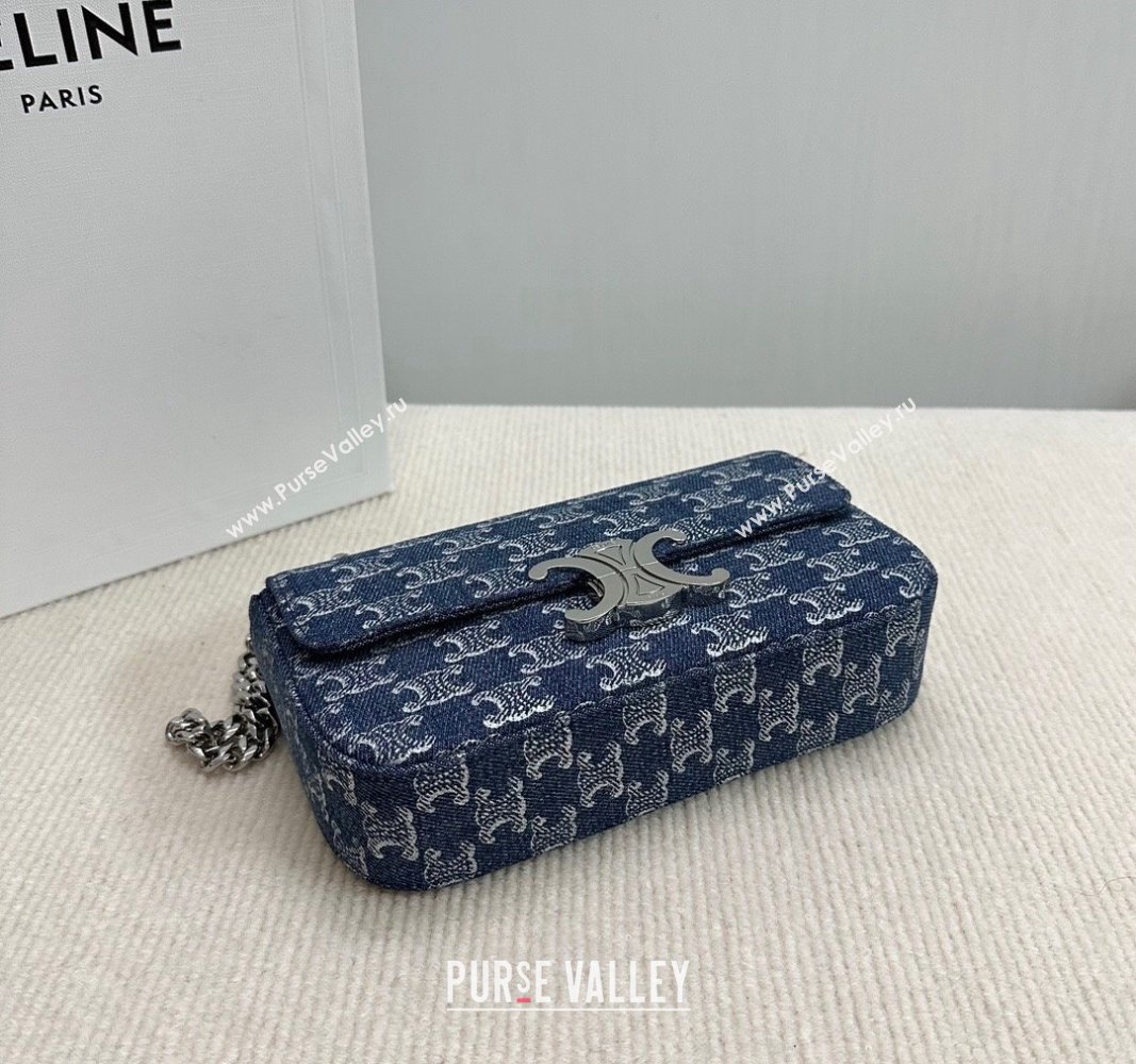 Celine Chain Shoulder Bag Claude in Denim with Triomphe All-Over 2024 115202 (BL-240522086)