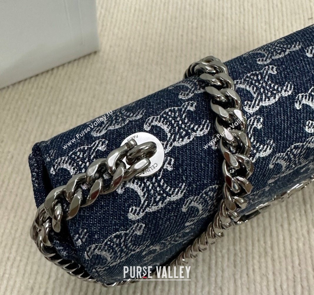 Celine Chain Shoulder Bag Claude in Denim with Triomphe All-Over 2024 115202 (BL-240522086)