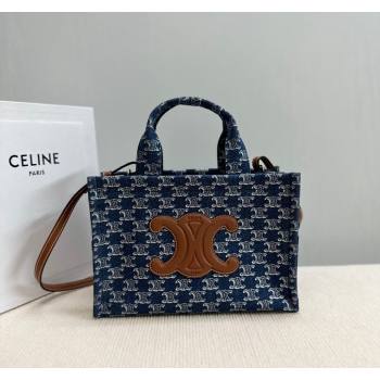 Celine Small Cabas Thais Tote Bag in Denim with Triomphe All-over 199162 2024 (BL-240522087)