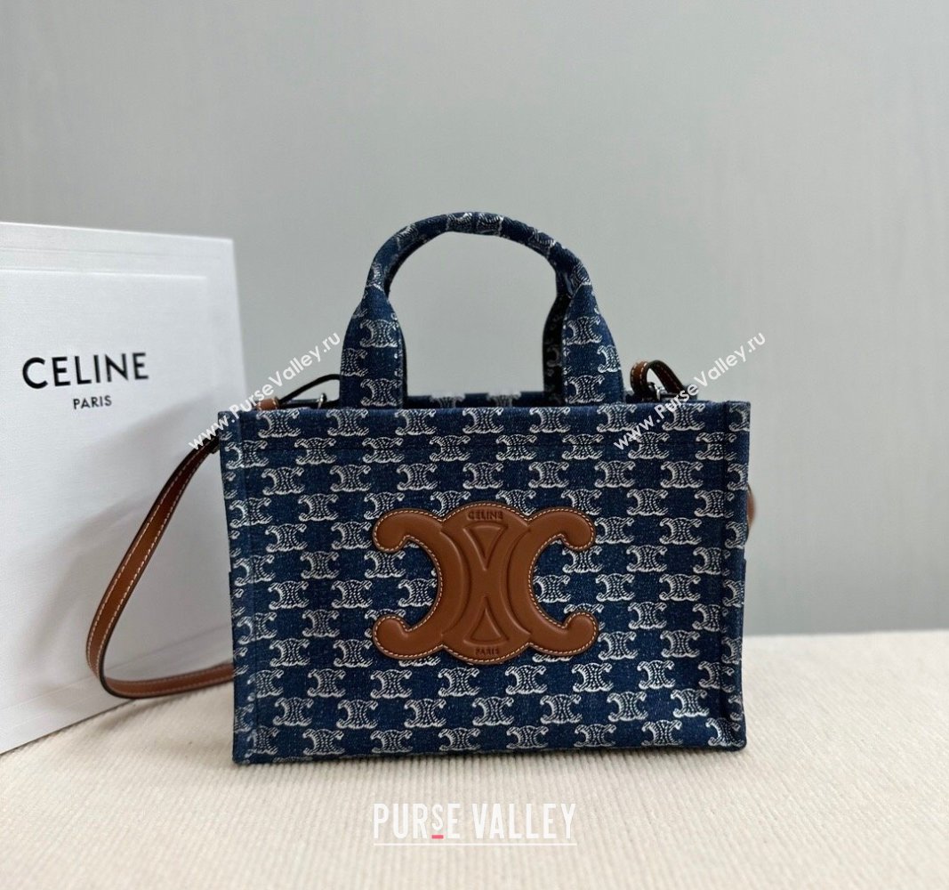 Celine Small Cabas Thais Tote Bag in Denim with Triomphe All-over 199162 2024 (BL-240522087)