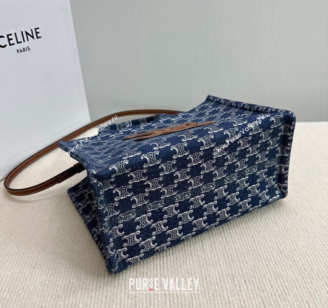 Celine Small Cabas Thais Tote Bag in Denim with Triomphe All-over 199162 2024 (BL-240522087)