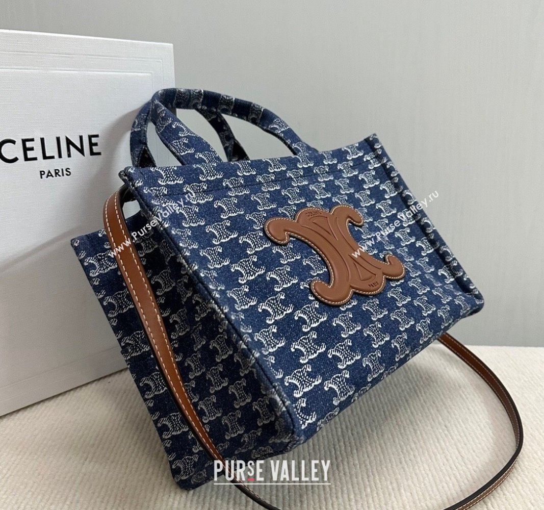 Celine Small Cabas Thais Tote Bag in Denim with Triomphe All-over 199162 2024 (BL-240522087)