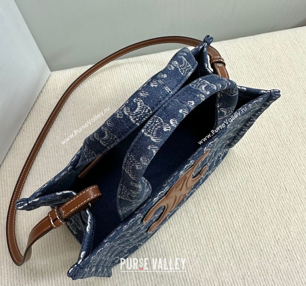 Celine Small Cabas Thais Tote Bag in Denim with Triomphe All-over 199162 2024 (BL-240522087)