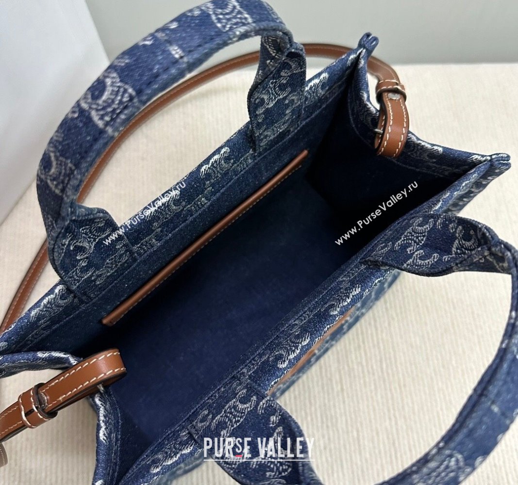 Celine Small Cabas Thais Tote Bag in Denim with Triomphe All-over 199162 2024 (BL-240522087)