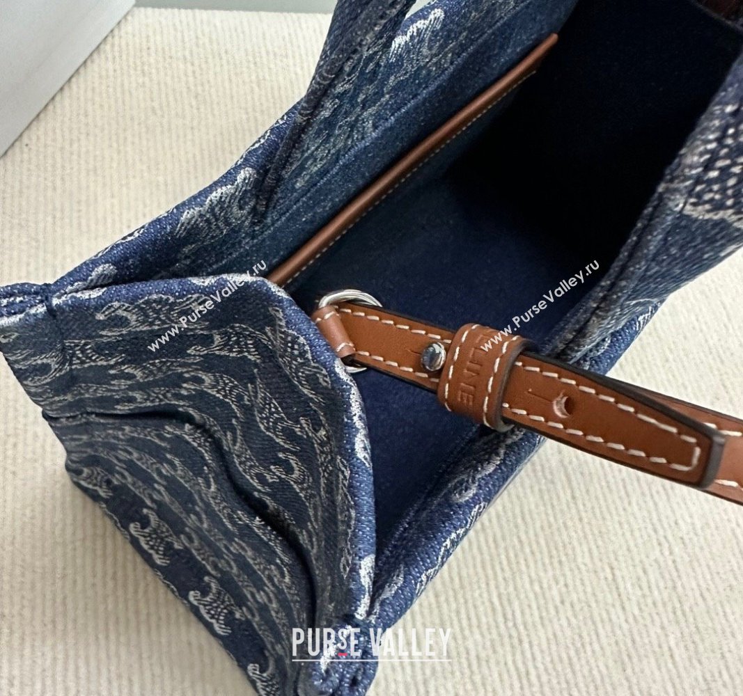 Celine Small Cabas Thais Tote Bag in Denim with Triomphe All-over 199162 2024 (BL-240522087)