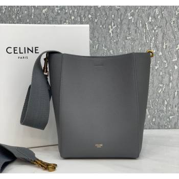 Celine Seau Sangle Small Bucket Bag in Supple Grained Calfskin Grey 2 2024 (BL-240522088)