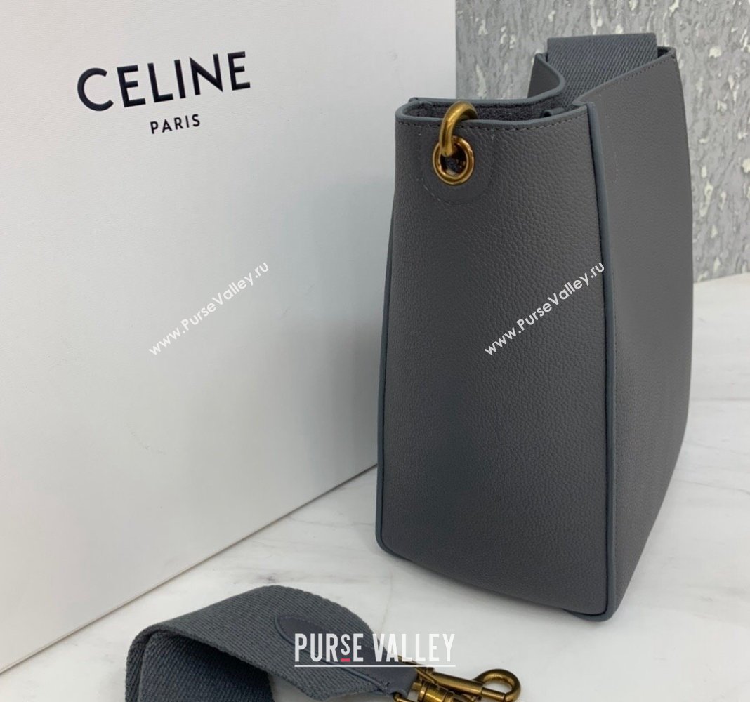 Celine Seau Sangle Small Bucket Bag in Supple Grained Calfskin Grey 2 2024 (BL-240522088)