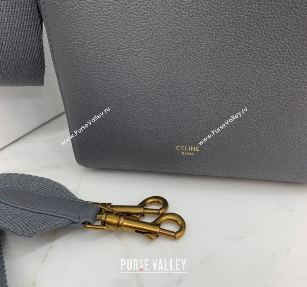 Celine Seau Sangle Small Bucket Bag in Supple Grained Calfskin Grey 2 2024 (BL-240522088)