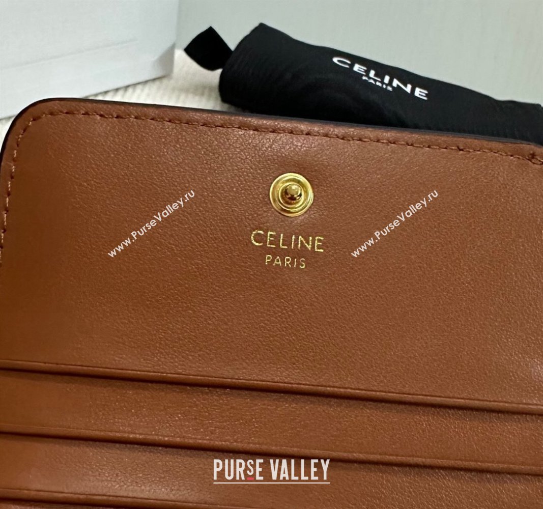 Celine Triomphe Canvas Compact Wallet Brown 2024 10K622 (BL-240522062)