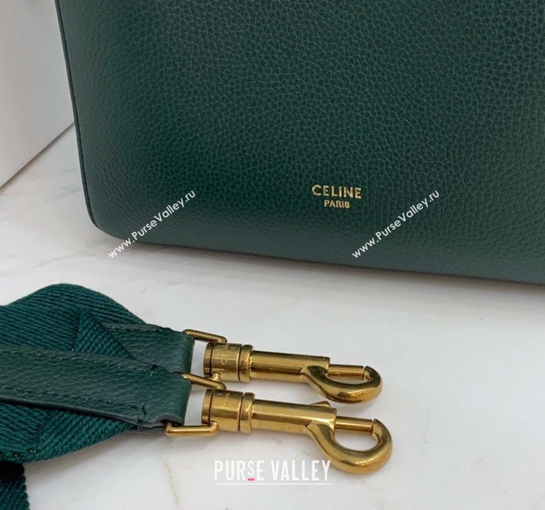 Celine Seau Sangle Small Bucket Bag in Supple Grained Calfskin Green 2024 (BL-240522089)