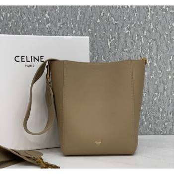 Celine Seau Sangle Small Bucket Bag in Supple Grained Calfskin Beige 2024 (BL-240522090)