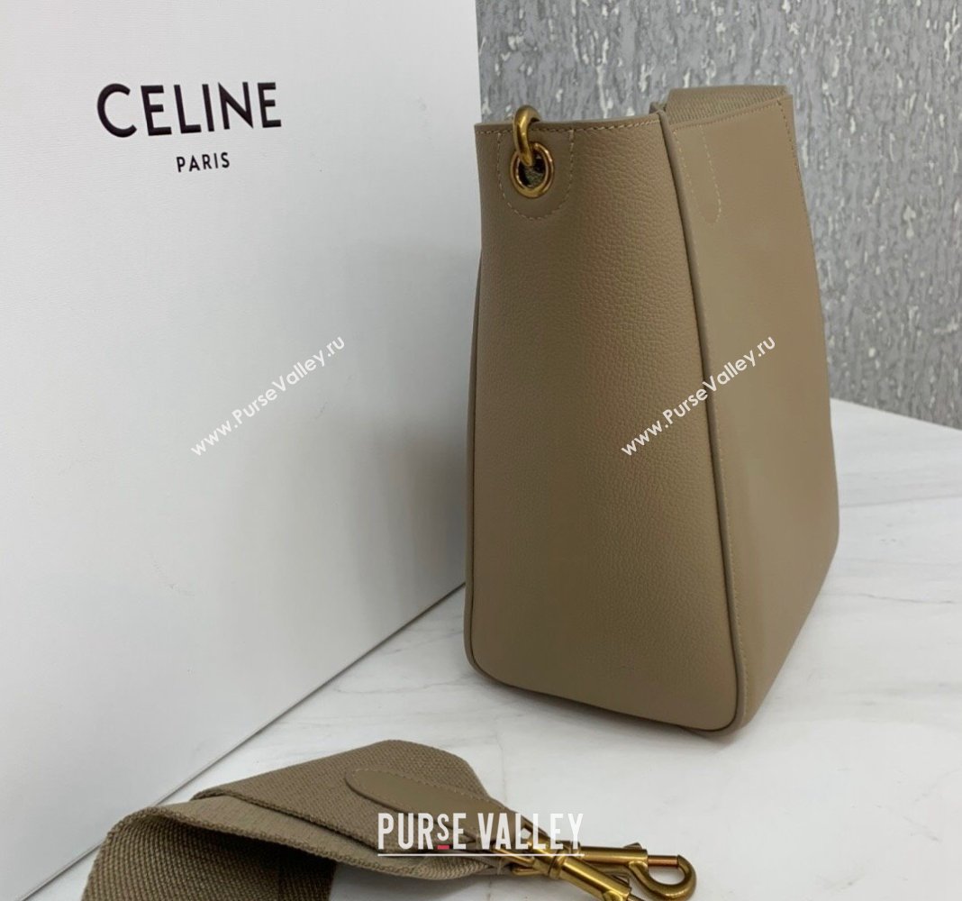 Celine Seau Sangle Small Bucket Bag in Supple Grained Calfskin Beige 2024 (BL-240522090)