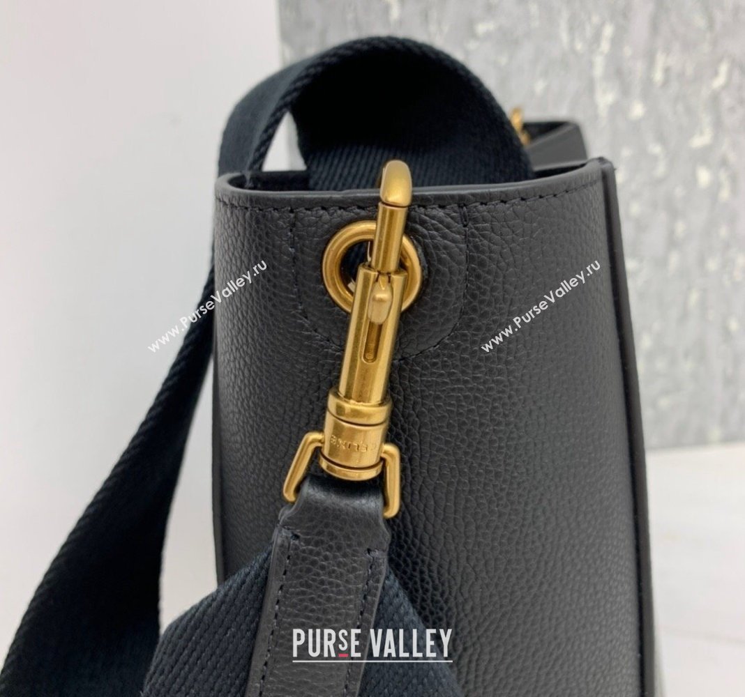 Celine Seau Sangle Small Bucket Bag in Supple Grained Calfskin Black 2024 (BL-240522091)