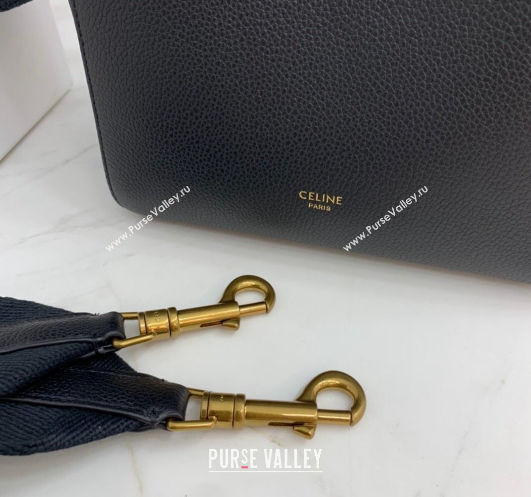 Celine Seau Sangle Small Bucket Bag in Supple Grained Calfskin Black 2024 (BL-240522091)