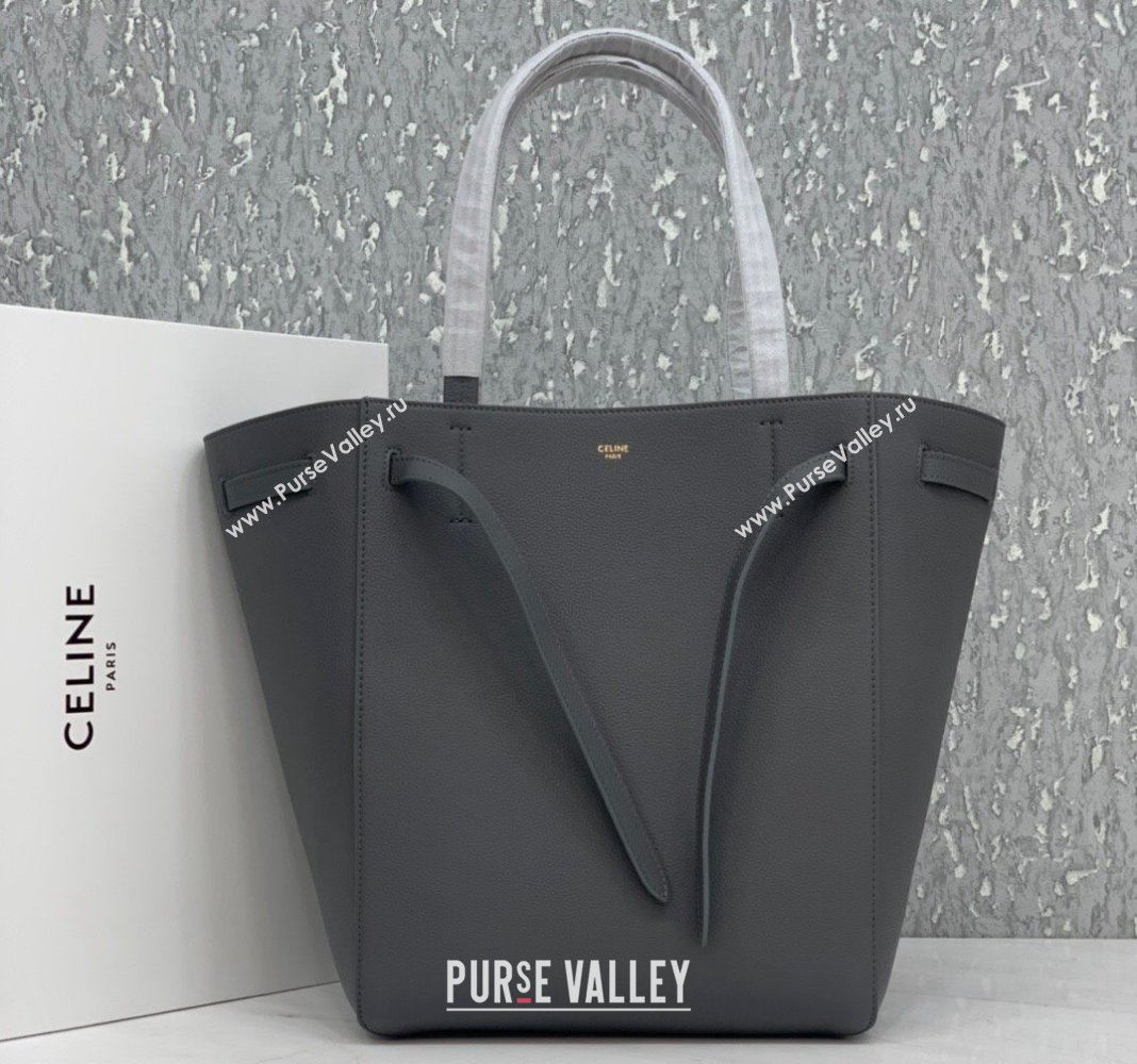 Celine Cabas Phantom Small Tote Bag in Supple Grained Calfskin Dark Grey 2024 180544 (BL-240522096)