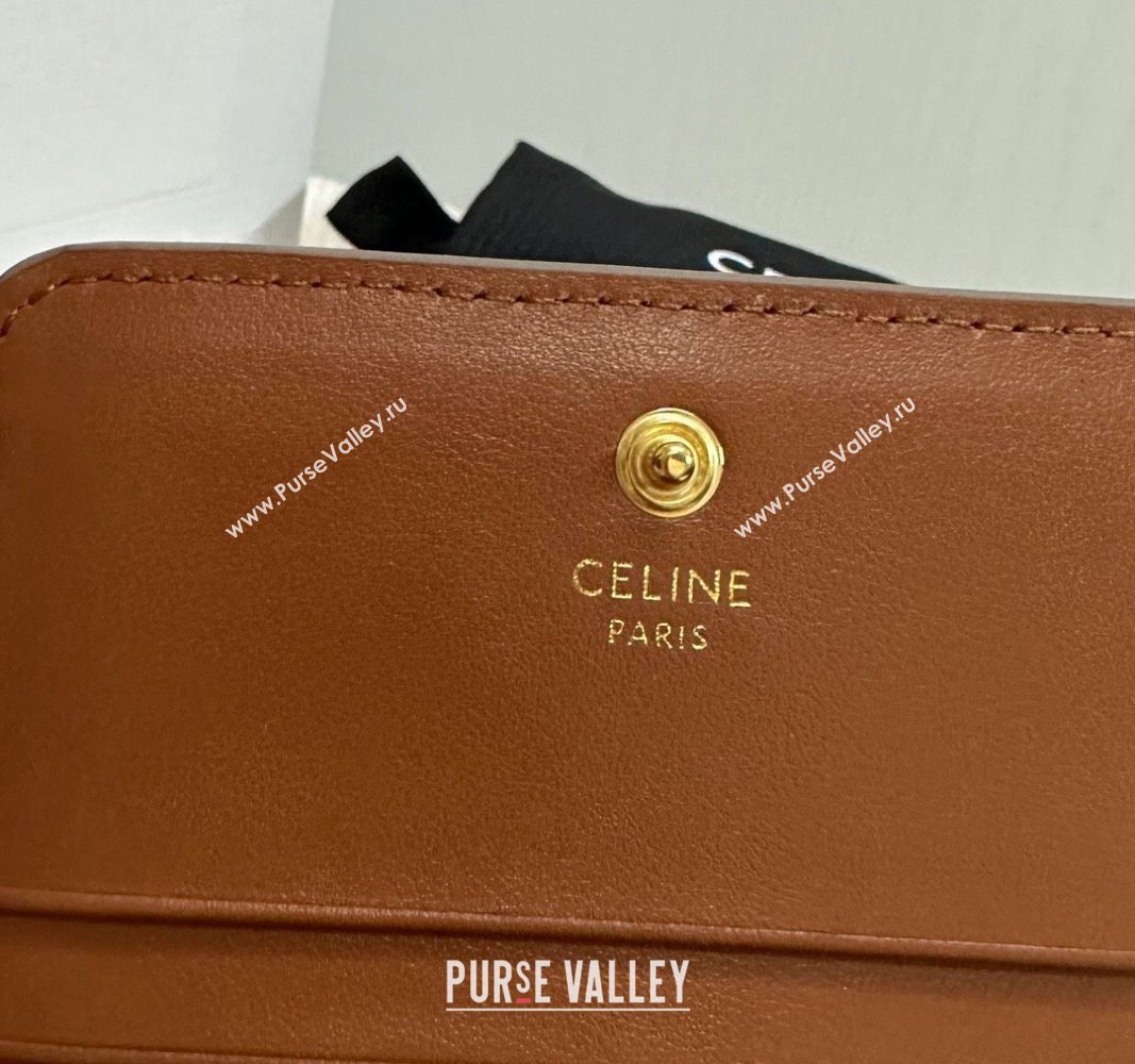 Celine Triomphe Canvas Compact Wallet Beige 2024 10K622 (BL-240522063)