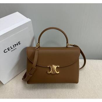Celine Medium Nino Top Handle bag in Supple Calfskin Bronze Brown 2024 117523 (BL-240522101)