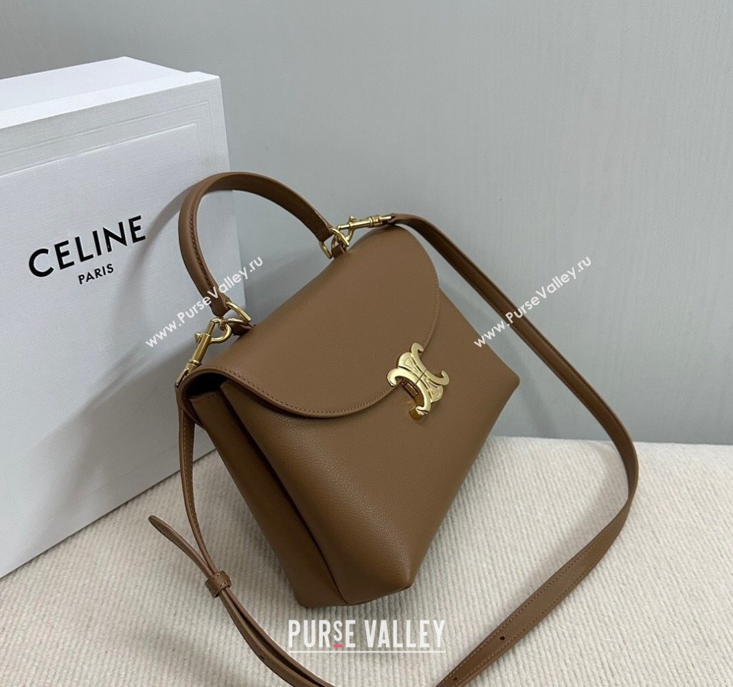 Celine Medium Nino Top Handle bag in Supple Calfskin Bronze Brown 2024 117523 (BL-240522101)