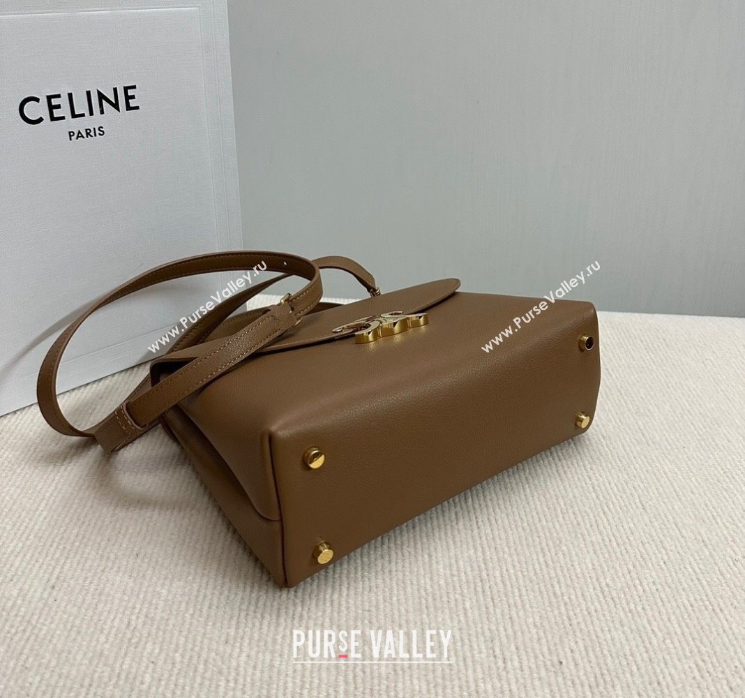 Celine Medium Nino Top Handle bag in Supple Calfskin Bronze Brown 2024 117523 (BL-240522101)