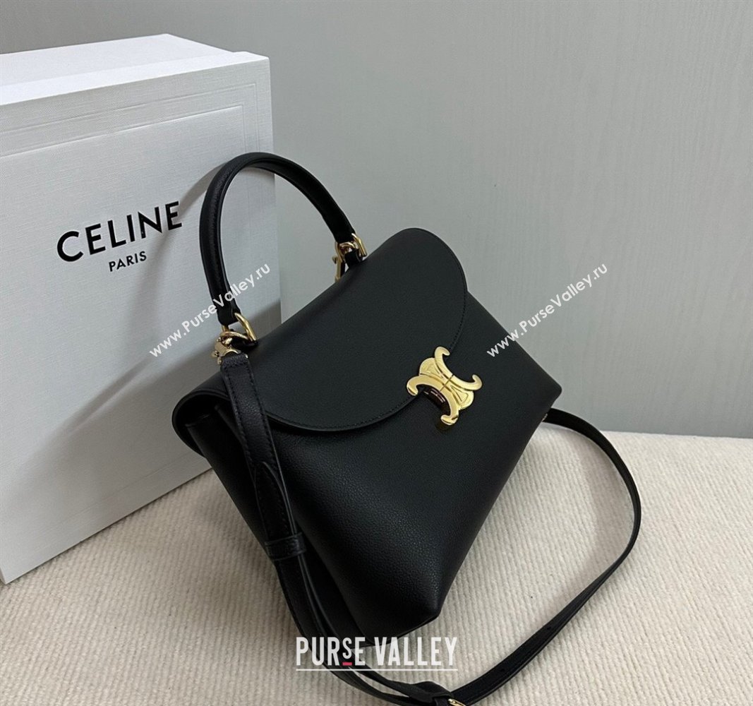 Celine Medium Nino Top Handle bag in Supple Calfskin Black 2024 117523 (BL-240522103)