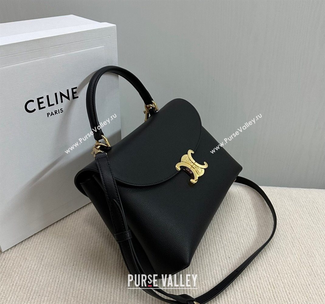 Celine Medium Nino Top Handle bag in Supple Calfskin Black 2025 117523 (BL-251124059)