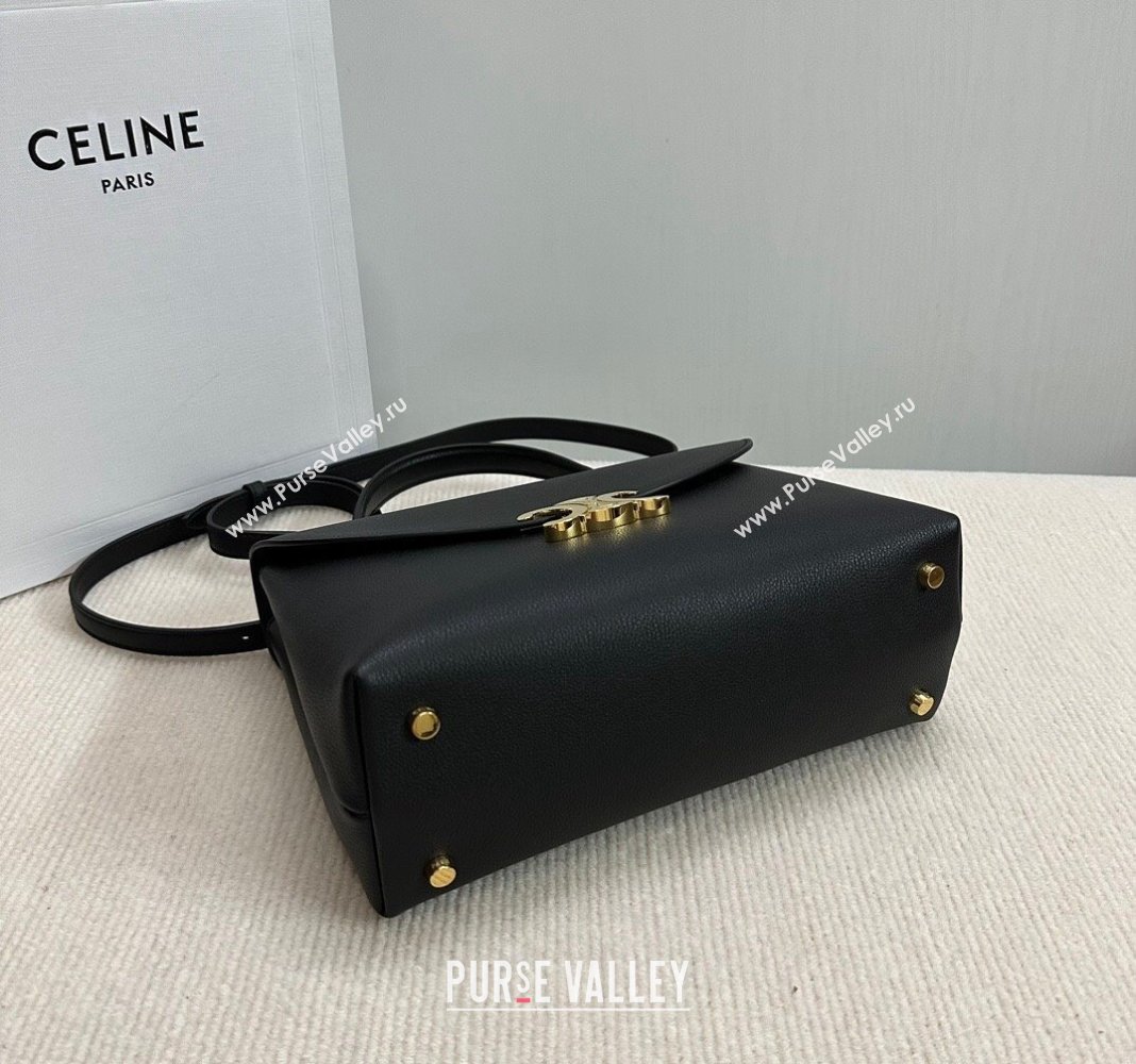 Celine Medium Nino Top Handle bag in Supple Calfskin Black 2024 117523 (BL-240522103)