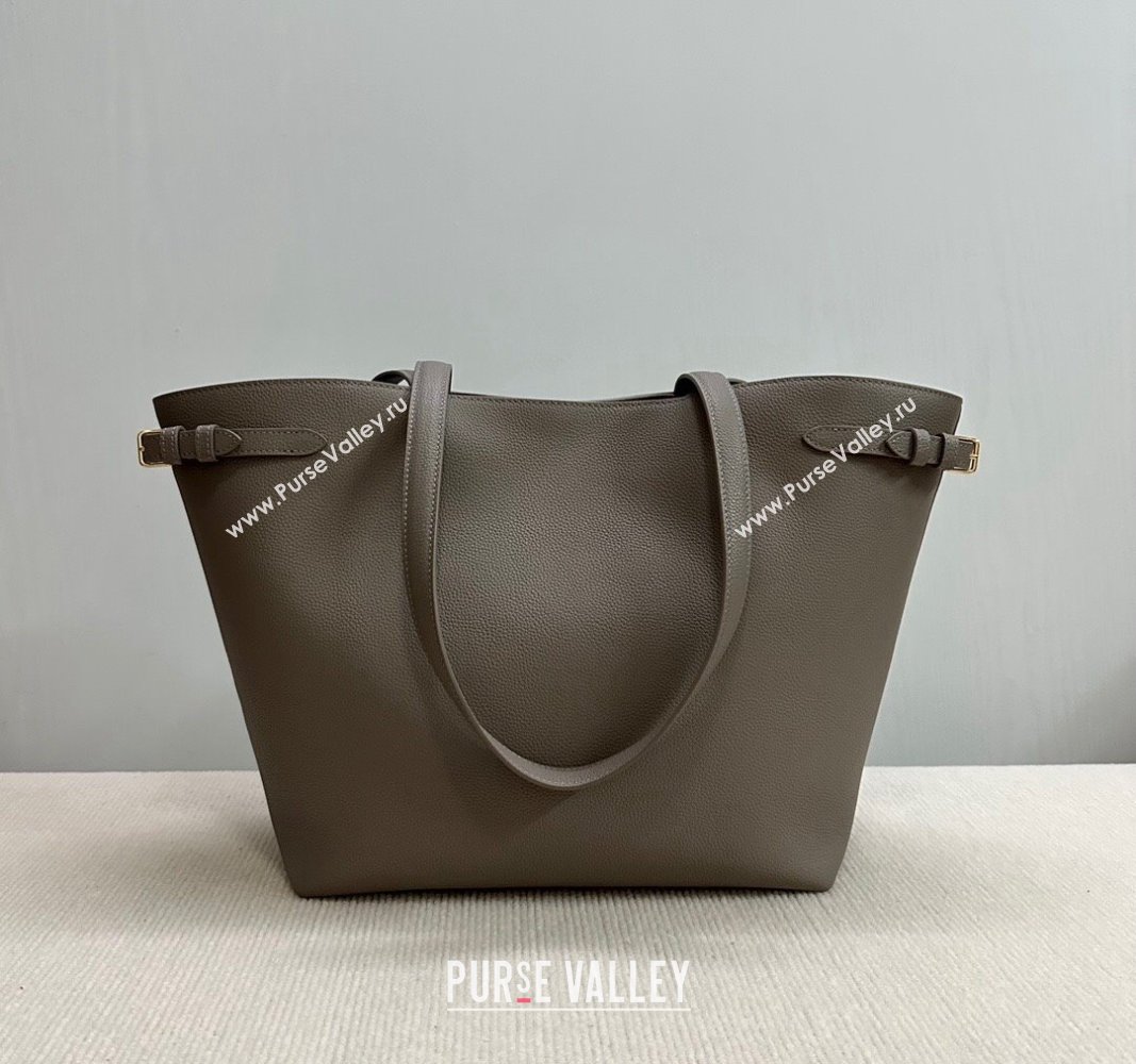 Celine Medium Cabas Anais Tote Bag Cuir Triomphe in Grained Calfskin Stone Grey 2024 116853 (BL-240522100)