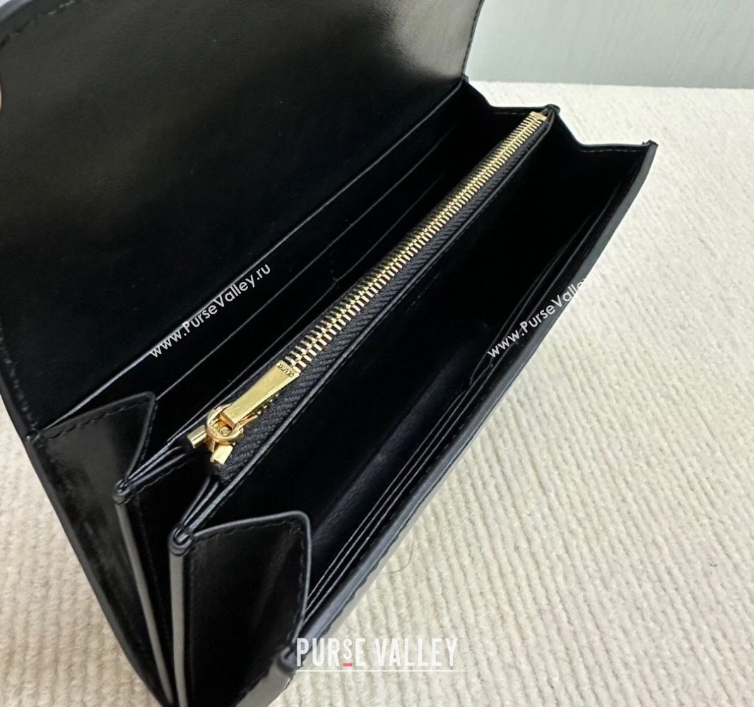 Celine Triomphe Large Wallet in Shiny Calfskin Black 2024 10E313 (BL-240522064)