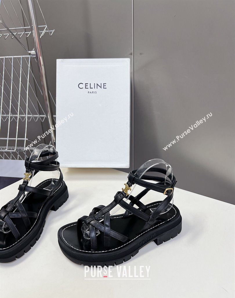 Celine Calfskin Strap Sandals Black 2024 053102 (MD-240531176)