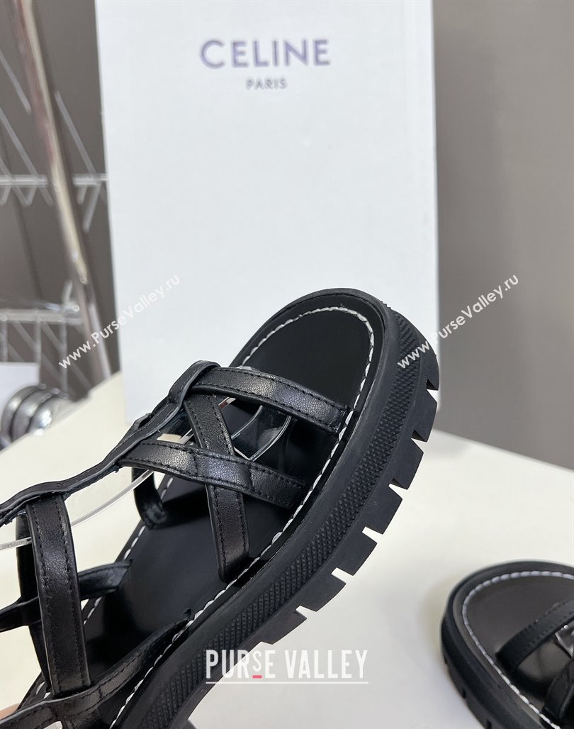 Celine Calfskin Strap Sandals Black 2024 053102 (MD-240531176)