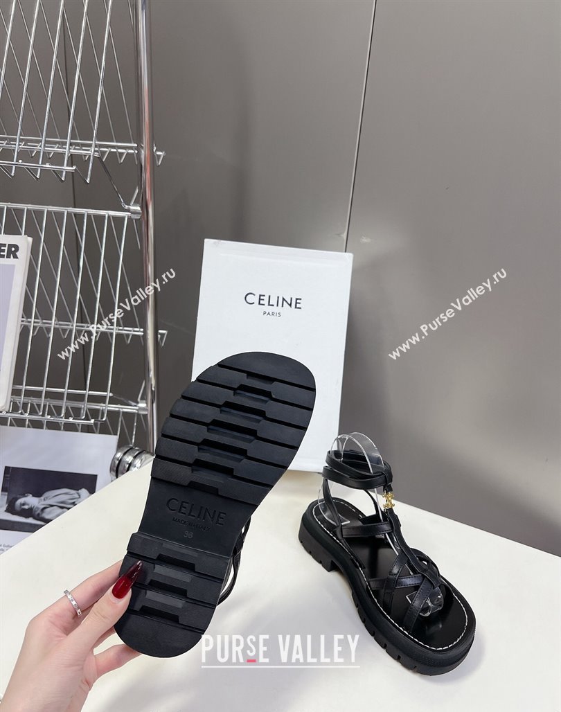 Celine Calfskin Strap Sandals Black 2024 053102 (MD-240531176)