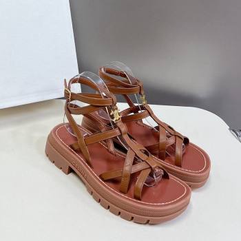 Celine Calfskin Strap Sandals Tan Brown 2024 053102 (MD-240531178)