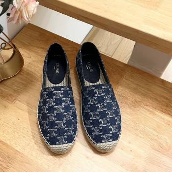 Celine Triomphe Dark Blue Denim Espadrilles Flats 2024 0531 (MD-240531148)