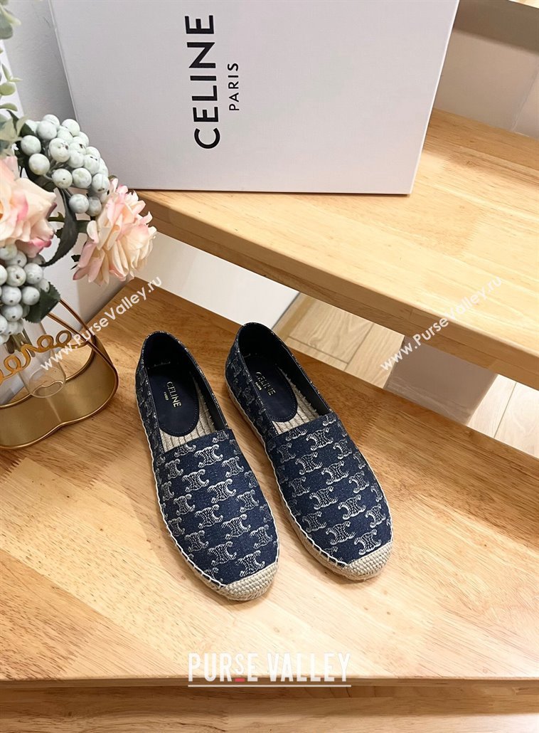 Celine Triomphe Dark Blue Denim Espadrilles Flats 2024 0531 (MD-240531148)