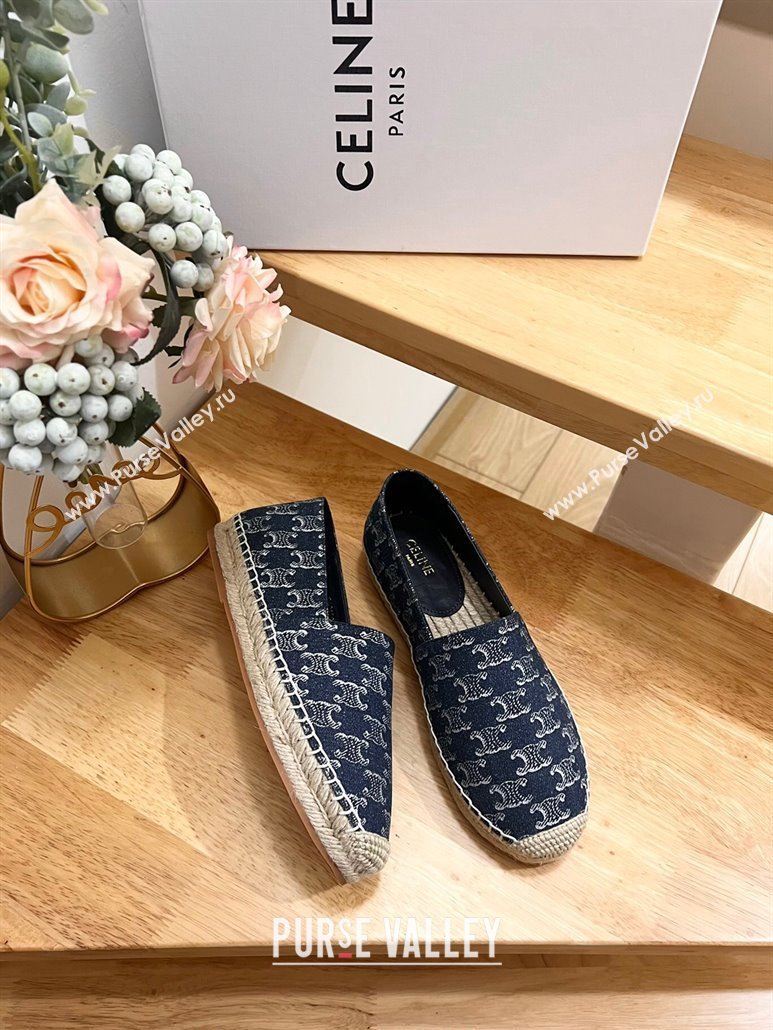 Celine Triomphe Dark Blue Denim Espadrilles Flats 2024 0531 (MD-240531148)