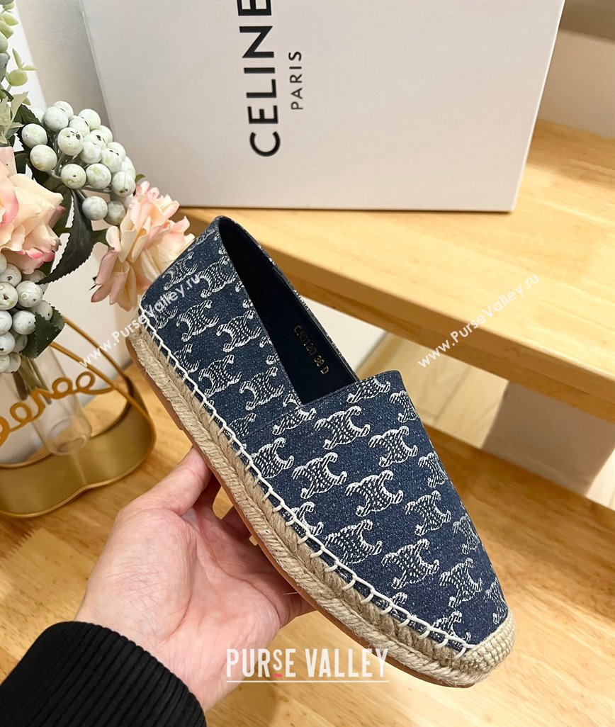 Celine Triomphe Dark Blue Denim Espadrilles Flats 2024 0531 (MD-240531148)