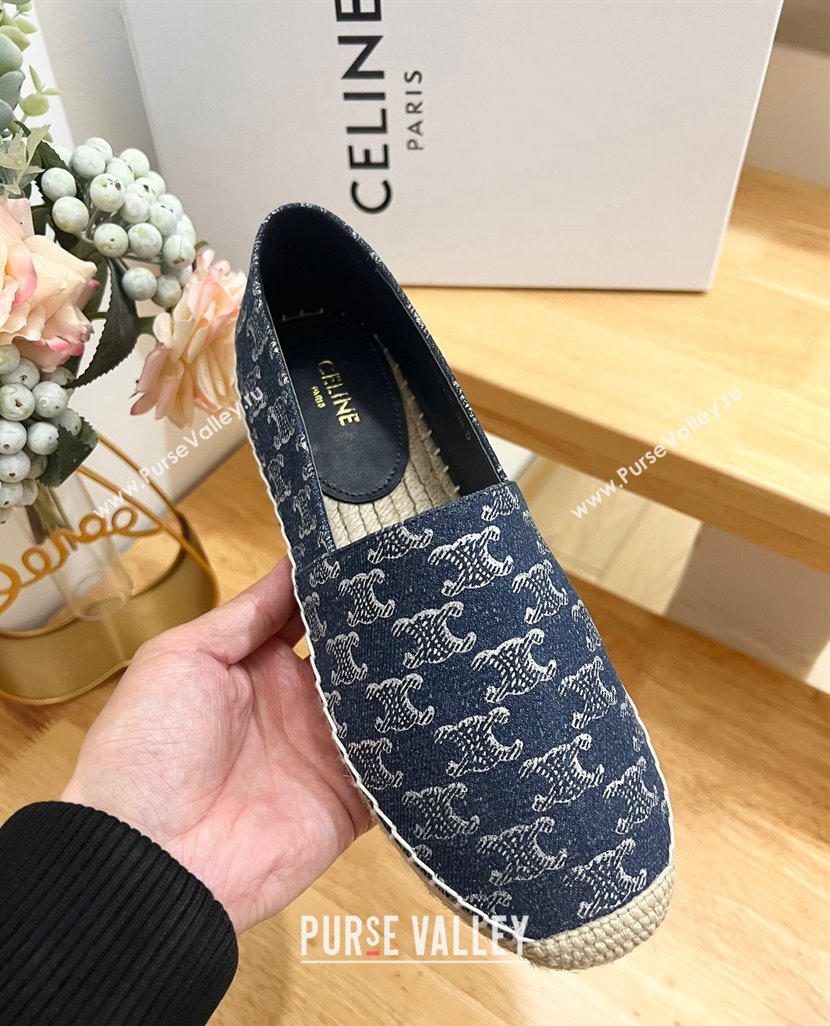 Celine Triomphe Dark Blue Denim Espadrilles Flats 2024 0531 (MD-240531148)