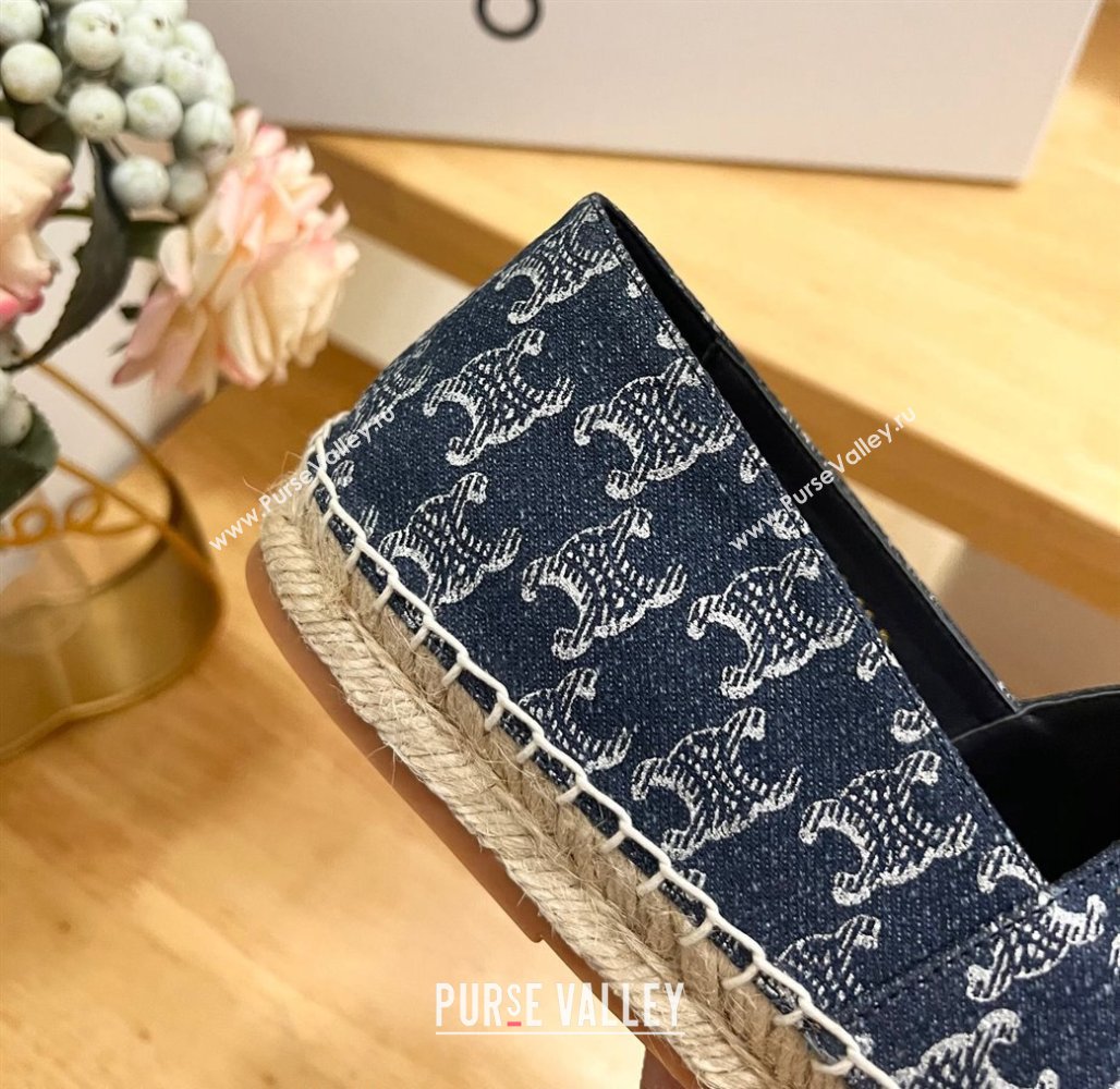 Celine Triomphe Dark Blue Denim Espadrilles Flats 2024 0531 (MD-240531148)